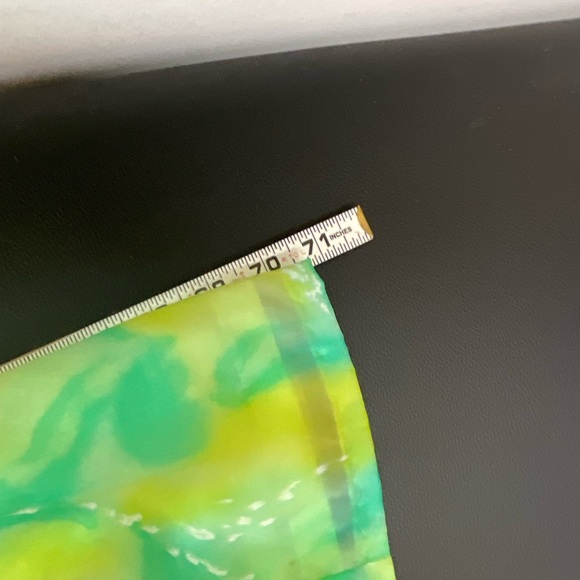 Vintage 70s Dress Green Yellow Maxi Chiffon Long Longsleeve Gown‎ Size Medium - Picture 10 of 10